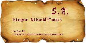 Singer Nikodémusz névjegykártya